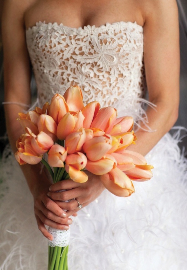 wedding dress with tulips